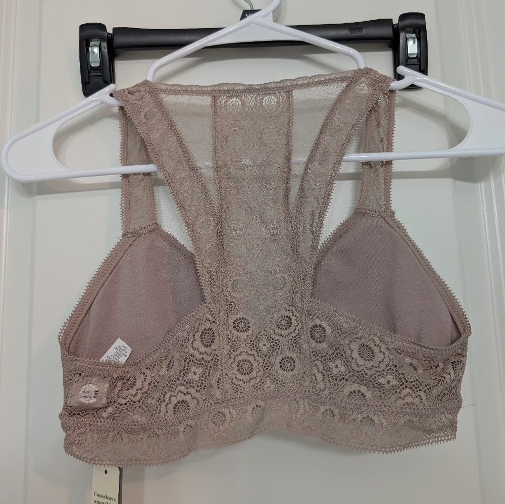 Aerie, NWT, Size S, Keyhole Lace Bralette in Taupe, Removable Pads - Picture 2 of 4